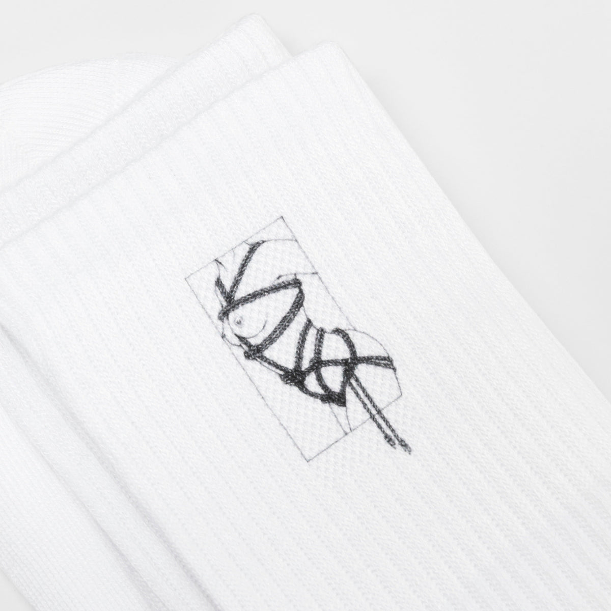 Kinky Socks — White Cotton with Shibari Artwork