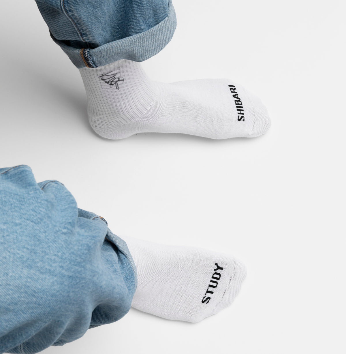 Kinky Socks — White Cotton with Shibari Artwork