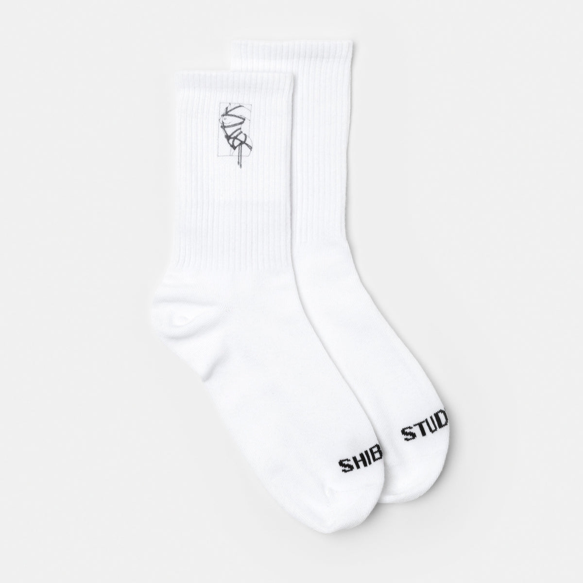 Kinky Socks — White Cotton with Shibari Artwork