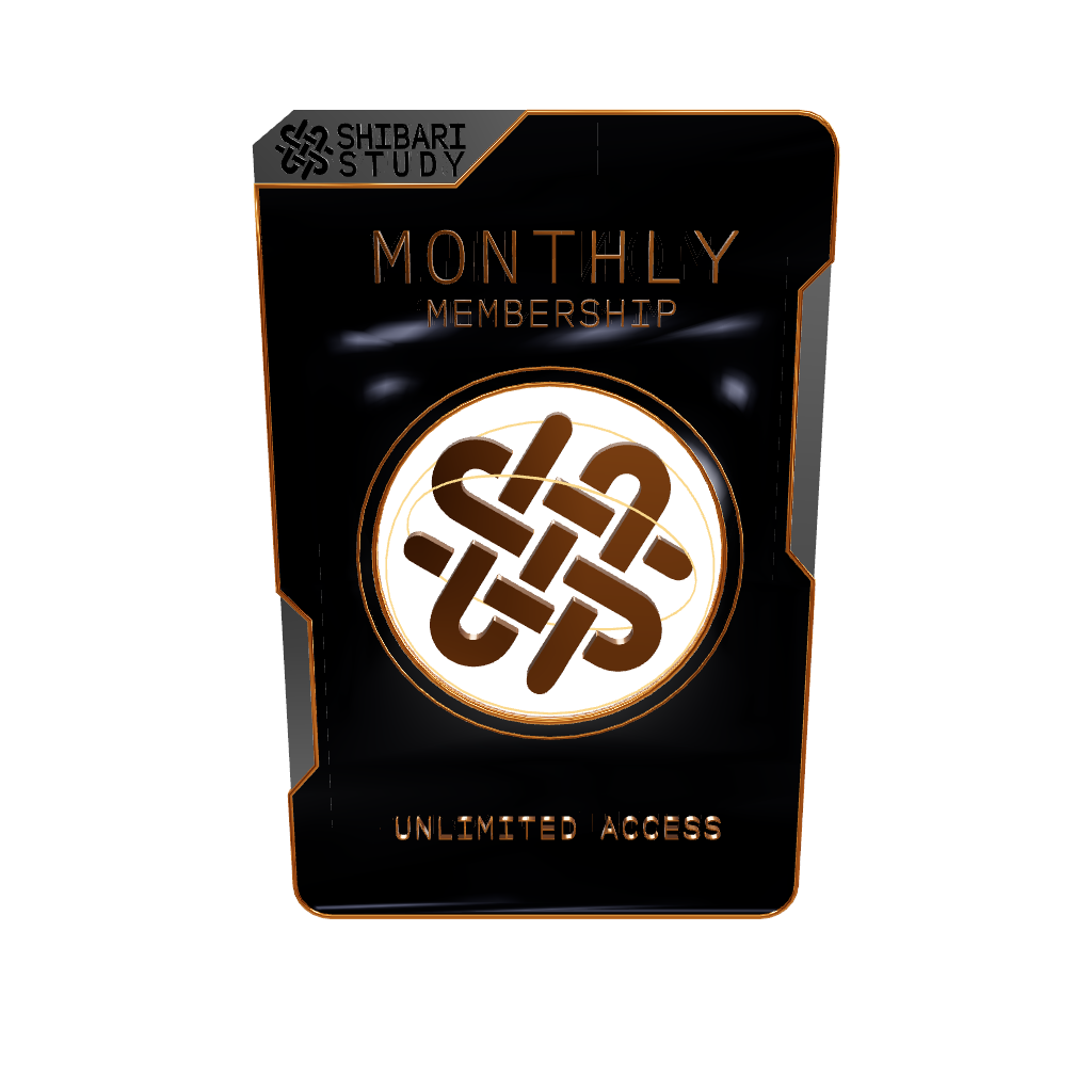 Black and gold card for a monthly membership on black background.